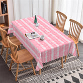Lofaris Abstract Pink White Stripe Tablecloth For Kitchen